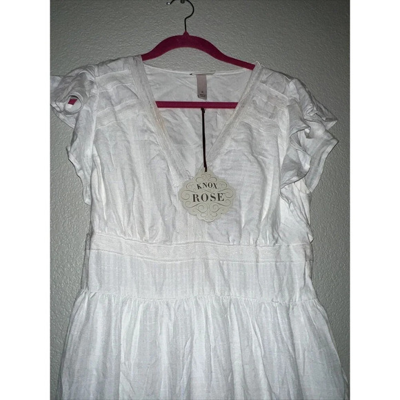 NWT Knox Rose Dress Sz M Womens White Lightweight Bohemian Tunic Dress - Picture 6 of 11